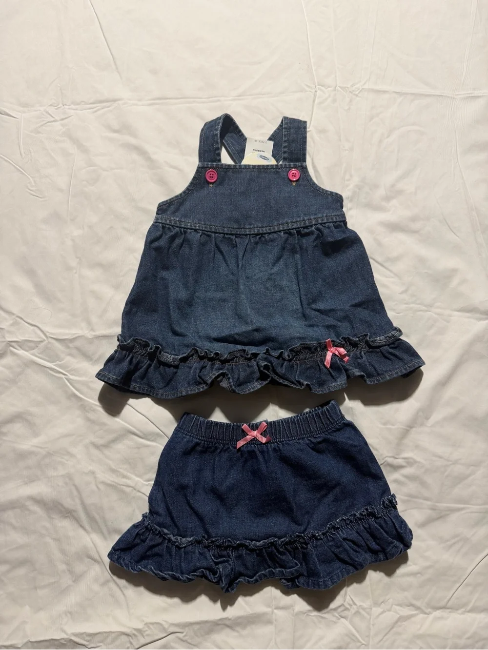 Old Navy Baby Girls Denim Ruffle Top & Bloomer 2-Piece Set | 3–6 Months | NWT